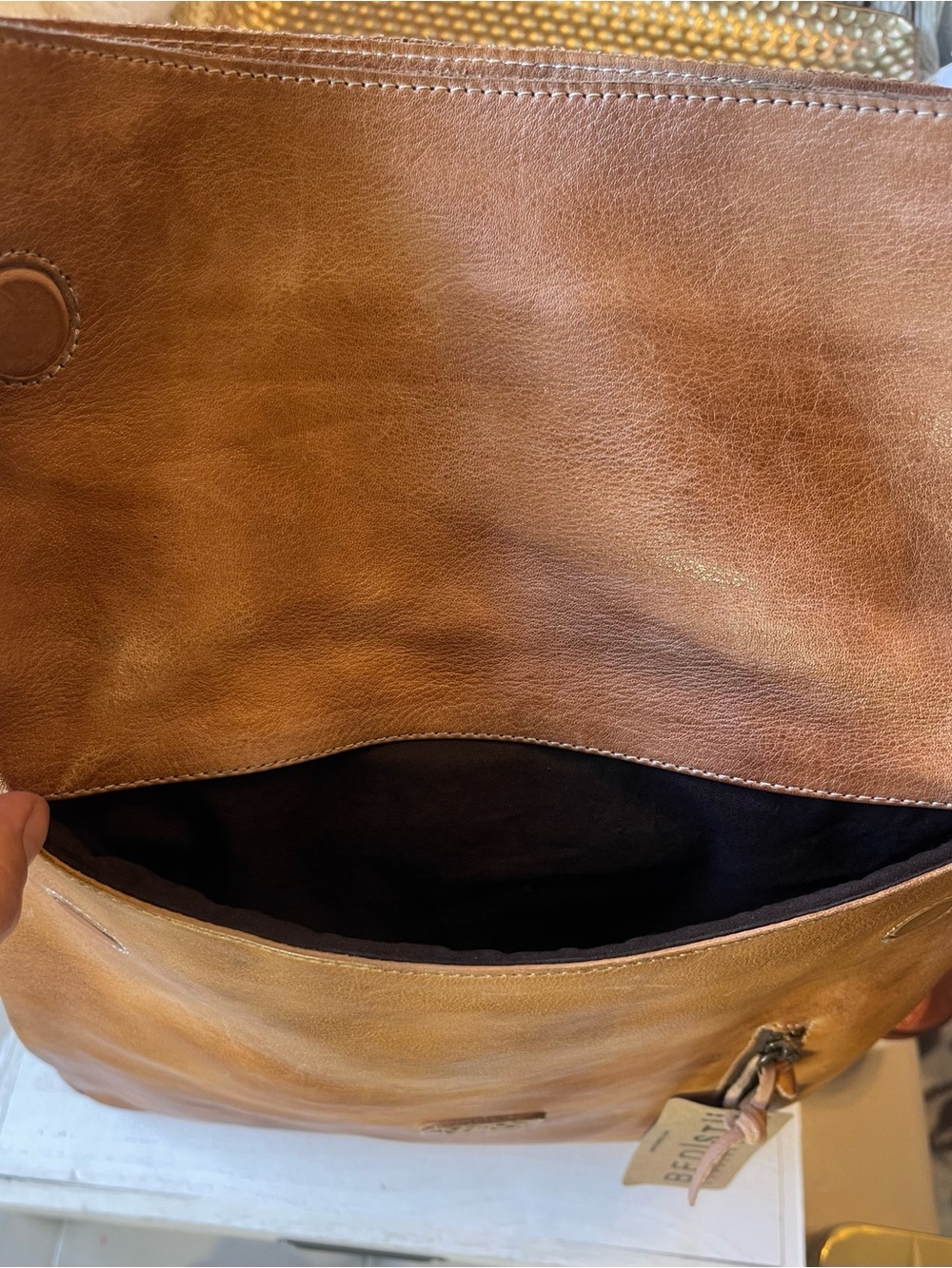 NWT Bed Stu Leather Howie Flapover Leather Backpack Tan Rustic Retail $365 - Picture 6 of 11